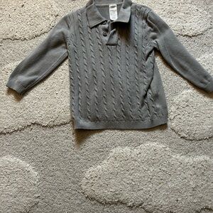 H&M Toddler Boy Gray Cable-Knit V-Neck Polo Sweater